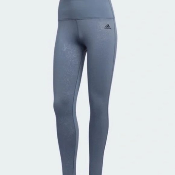 Adidas Climawarm Floral Embossed Leggings - Grey - Small - Picture 1 of 4